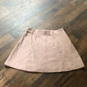 Light Pink Suede Skater Skirt